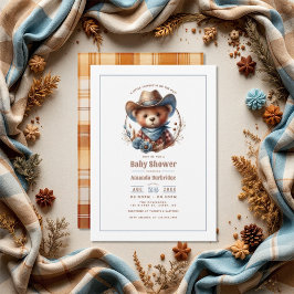 Invitación Mocha Mousse Rustic Little Cowboy Baby Shower