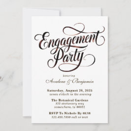 Invitación Mocha Mousse Watercolor Writing Engagement Party