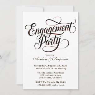 Invitación Mocha Mousse Watercolor Writing Engagement Party
