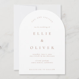 Invitación Mocha Mousse & White Boho Arch Boda moderno
