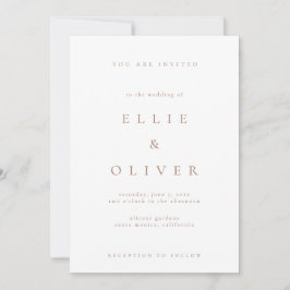 Invitación Mocha Mousse White Boho Minimalista Boda moderno