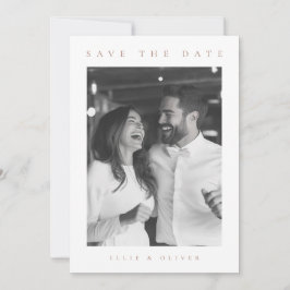 Invitación Mocha Mousse y foto del Boho Blanco Salven la fech
