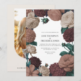 Invitación Mocha Plum, Berry Clay & Silk Taupe Wedding