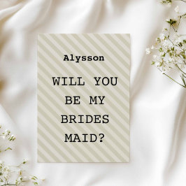 Invitación Mocha Stripe "¿Serás Mi Novia?" Propuesta