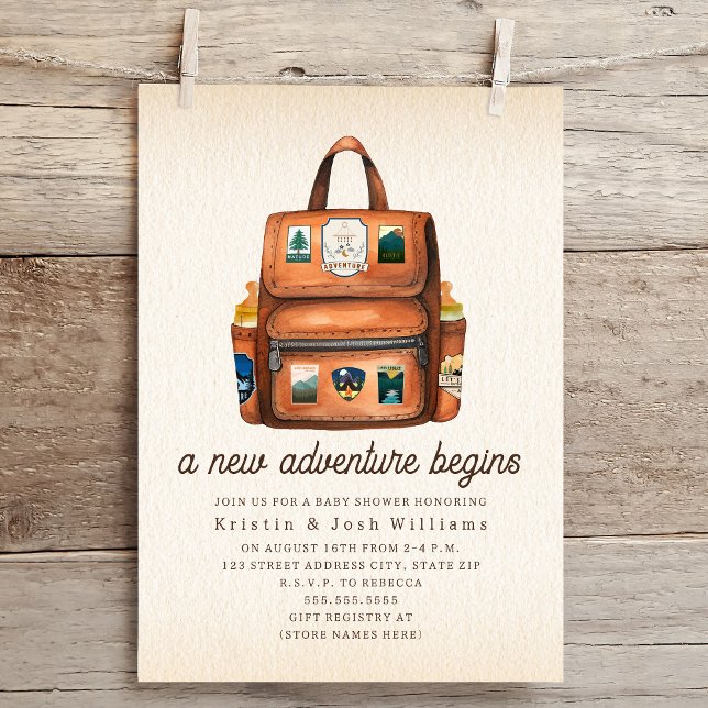 Invitación Mochila de aventura + Botellas Woodland Baby Showe (Subido por el creador)