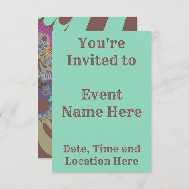 Invitación Mod arcoiris marrón (Anverso / Reverso)