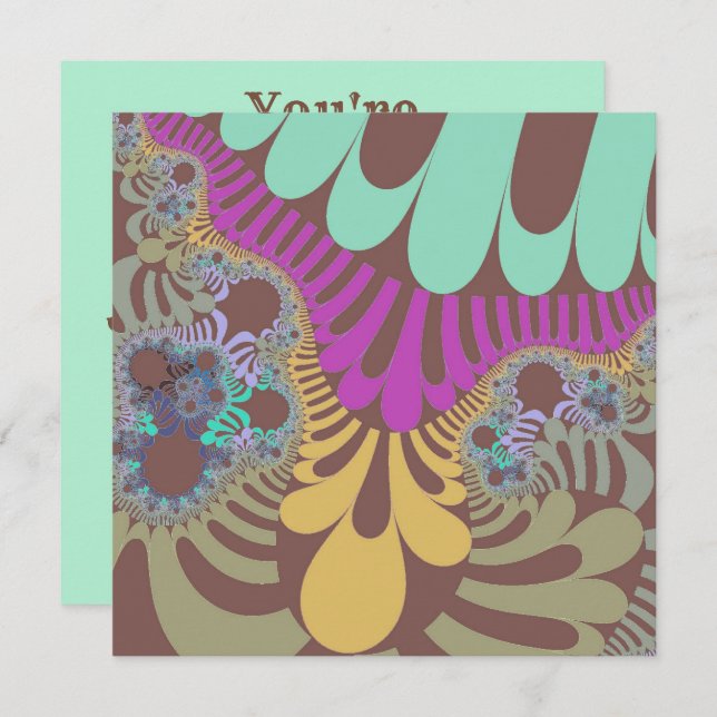 Invitación Mod arcoiris marrón (Anverso / Reverso)