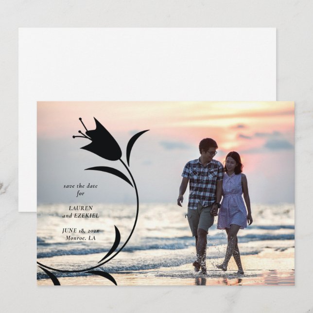 INVITACIÓN MOD BLACK TULIP WEDDING SAVE THE DATE (Anverso / Reverso)