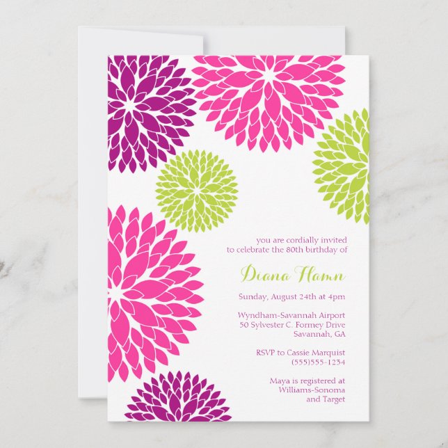 Invitación MOD BLOOMS - Boda, Cumpleaños o Cualquier Ocasión (Anverso)