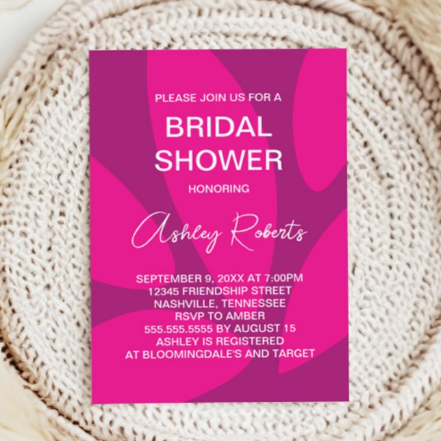 Invitación Mod Florales Pétalos Botánico Fucsia Despedida de  (Subido por el creador)