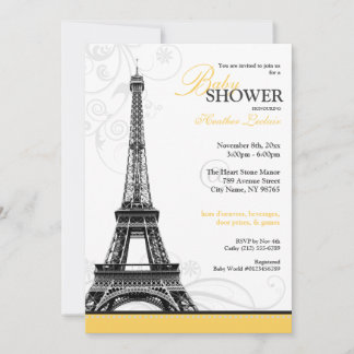 Invitación Mod Flourish Eiffel Tower Baby Shower Parisino