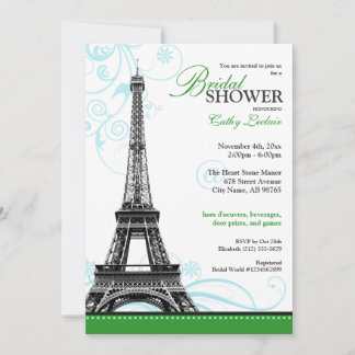 Invitación Mod Flourish Eiffel Tower Paridal Shower