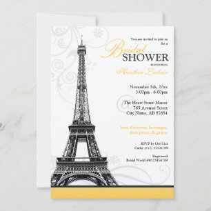 Invitación Mod Flourish Eiffel Tower Paridal Shower