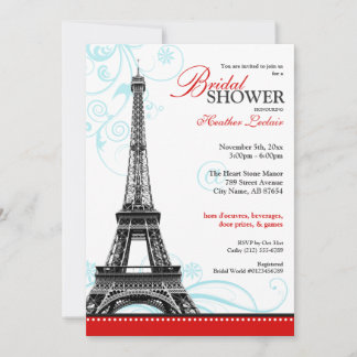 Invitación Mod Flourish Eiffel Tower Paridal Shower
