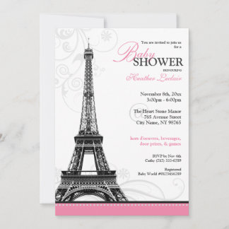 Invitación Mod Flourish Eiffel Tower Parisino Baby Shower