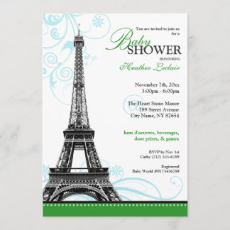 Invitación Mod Flourish Eiffel Tower Parisino Baby Shower