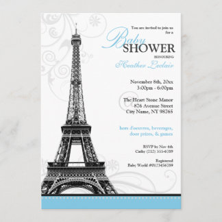 Invitación Mod Flourish Eiffel Tower Parisino Baby Shower