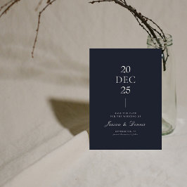 Invitación Mod Minimal Elegant Script Dark Navy Save the Date