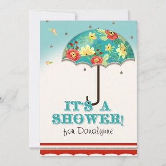 Invitación Mod Modern Floral Ranunculus Umbrella Baby Shower
