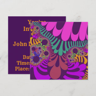 Invitación Mod morado y rosa