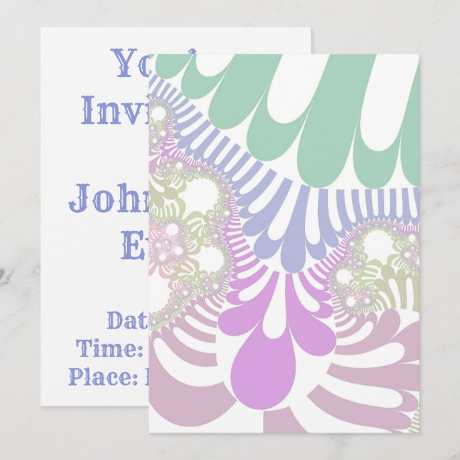 Invitación Mod Pastel Arcoíris (Anverso / Reverso)