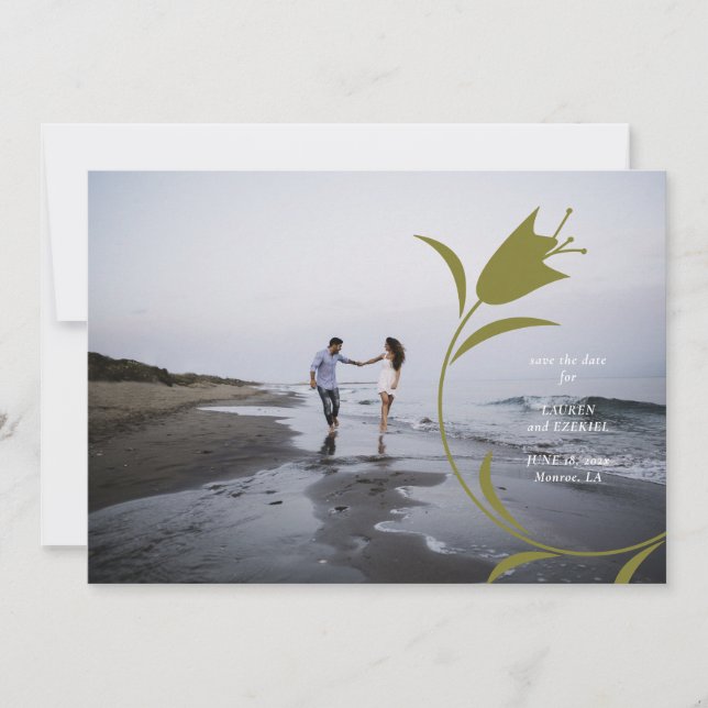 INVITACIÓN MOD PEACH & OLIVE TULIP WEDDING GUARDA LA FECHA (Anverso)