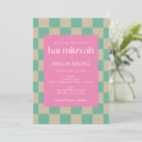 Mod Rosa Verde Menta Cuadros Bat Mitzvah 
