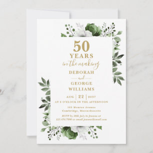 Invitación Moda 50 aniversario Boda Monograma Floral