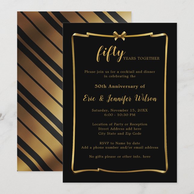 Invitación Moda 50 o CUALQUIER Aniversario del Boda (Anverso / Reverso)