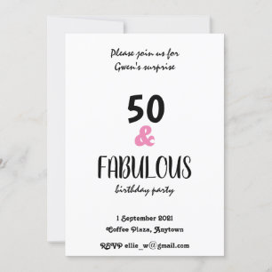 Invitación Moda 50 Y Fabulosa Fiesta De Cumpleaños De Texto