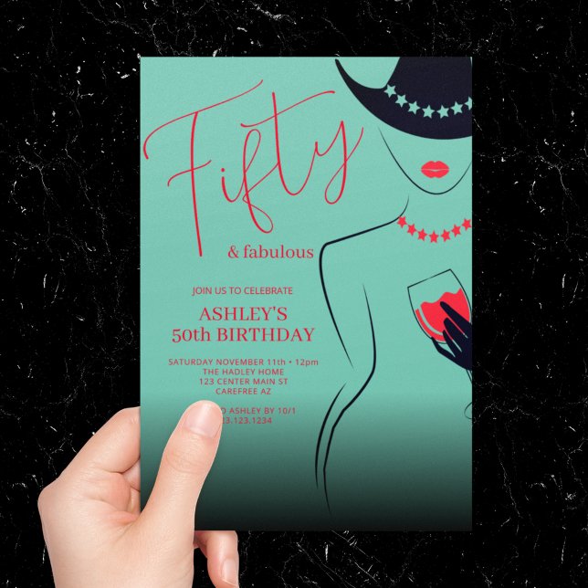 Invitación Moda 50 y fabuloso cumpleaños turquesa (Subido por el creador)