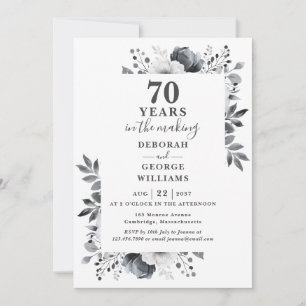Invitación Moda 70 aniversario Boda Monograma Floral
