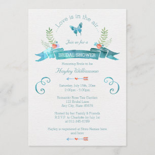 Invitación Moda acuarela Banner Butterfly Bridal Shower