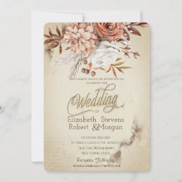 Invitación Moda acuarela Boda de flores otoñales