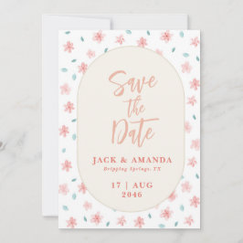 Invitación Moda acuarela Boda floral rosa Guardar fecha