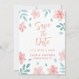 Invitación Moda acuarela Boda floral rosa Guardar fecha