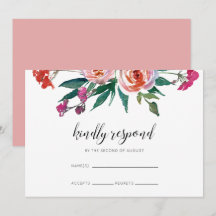 Moda acuarela Boda floral RSVP