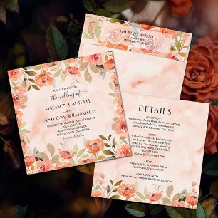 Invitación Moda Acuarela Boda Floral Todo En Uno