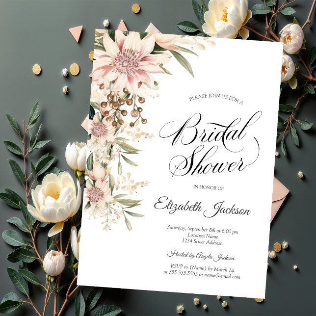 Invitación Moda acuarela Boho Flores Bridal Shower (Subido por el creador)