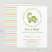 Moda acuarela Cute Dinosaur Boy Baby Shower