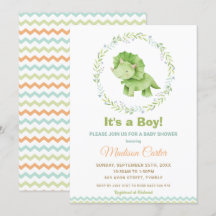 Moda acuarela Cute Dinosaur Boy Baby Shower