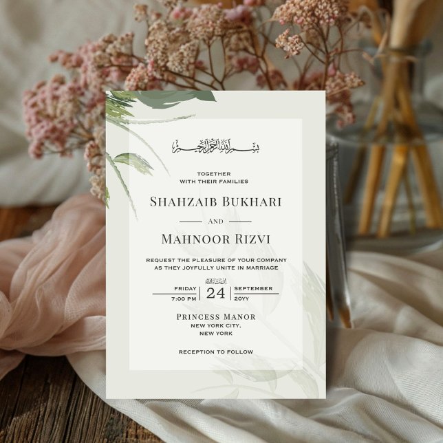 Invitación Moda acuarela estética Boda islámico monograma (Subido por el creador)