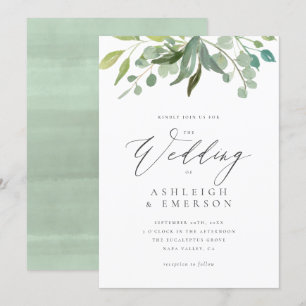 Invitación Moda acuarela Eucalyptus Verdor Boda de verano