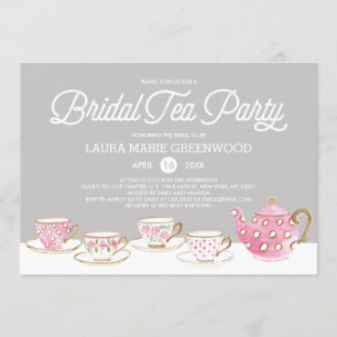 Invitación Moda acuarela Fiesta de té de novia ducha de novia