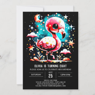 Invitación Moda acuarela Flamingo Cumpleaños