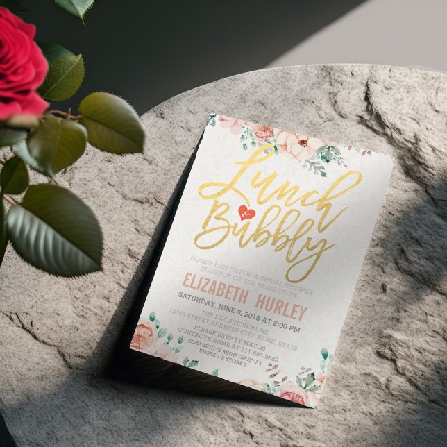 Invitación Moda acuarela Floral Almuerzo Bubbly Bridal Shower (Subido por el creador)