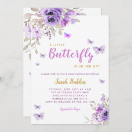 Invitación Moda acuarela Floral mariposa Chica Baby Shower