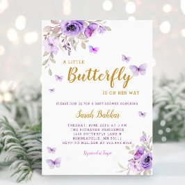 Invitación Moda acuarela Floral mariposa Chica Baby Shower
