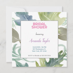 Invitación Moda acuarela Floral Minimalista ducha de novia