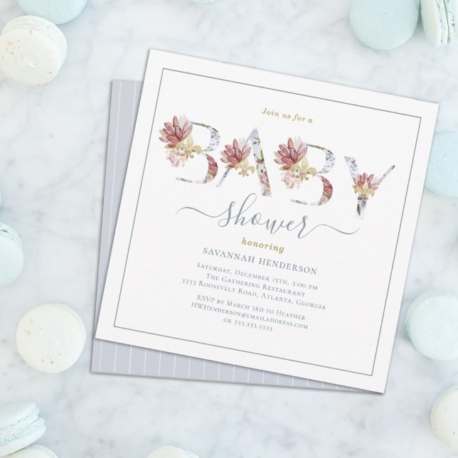 Invitación Moda acuarela Floral y Gold Baby Shower (Subido por el creador)